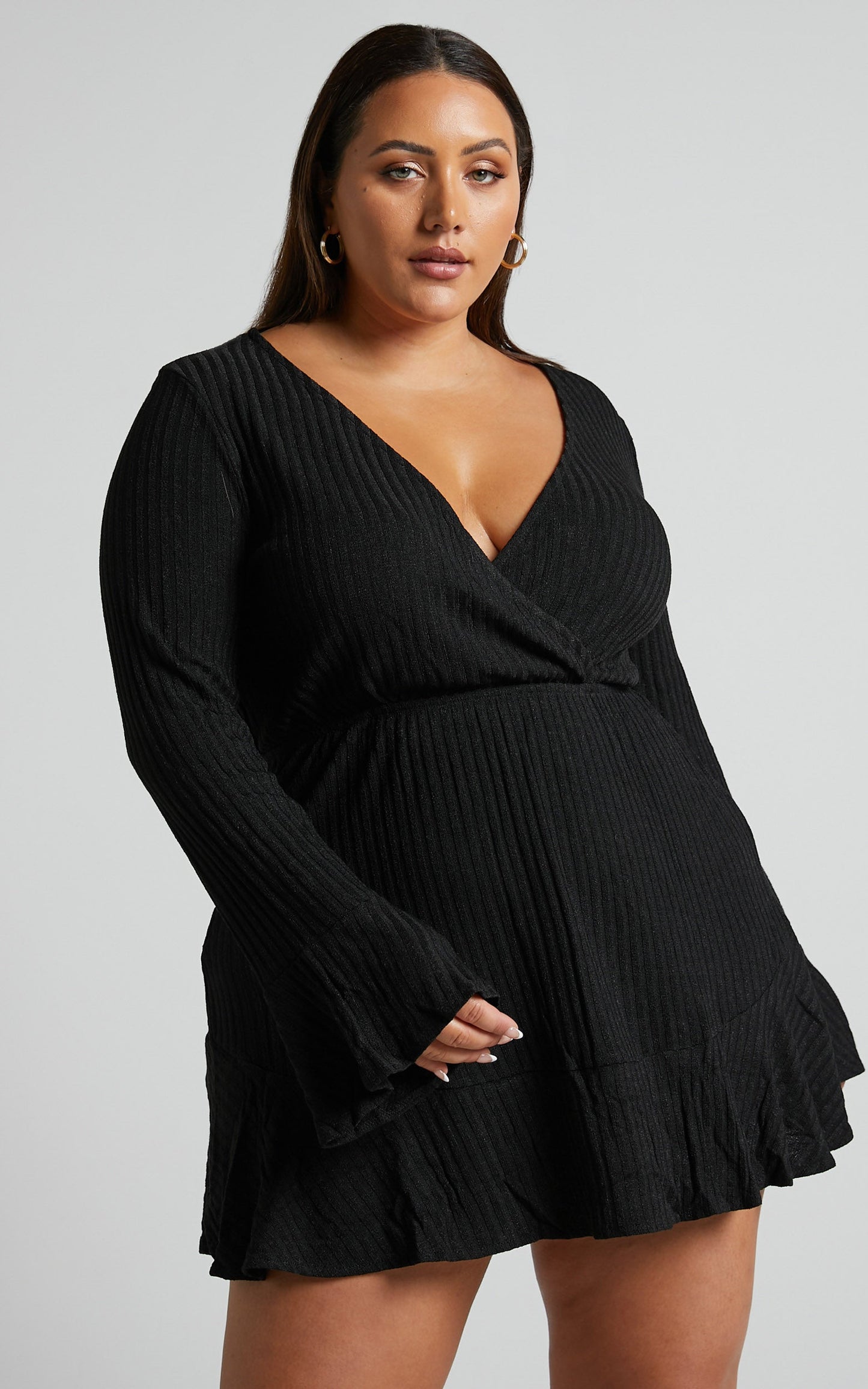The Next Step Mini Dress - Long Sleeve Dress in Black