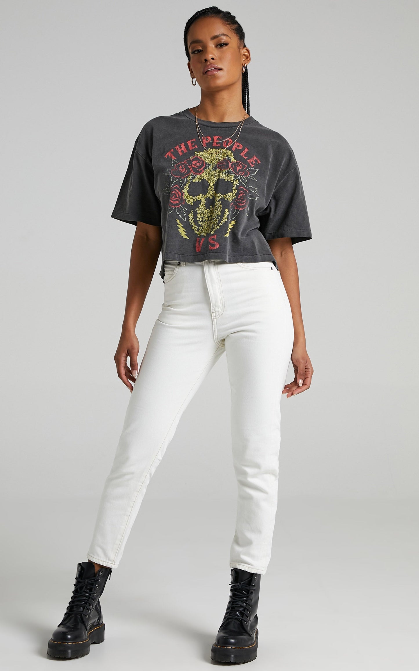 The People Vs - Dead Roses Vintage Helena Tee in Ultra Black