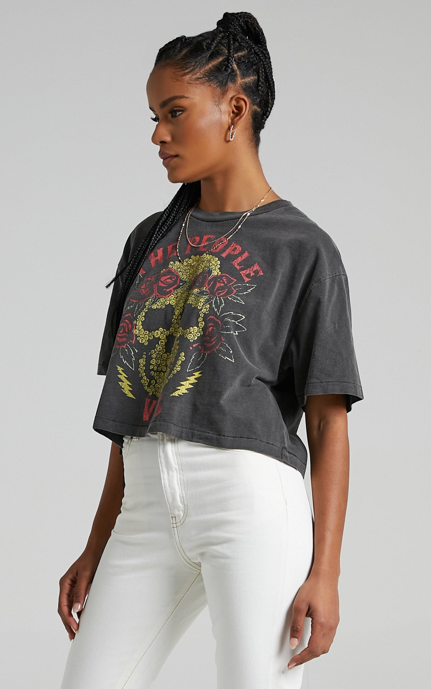 The People Vs - Dead Roses Vintage Helena Tee in Ultra Black