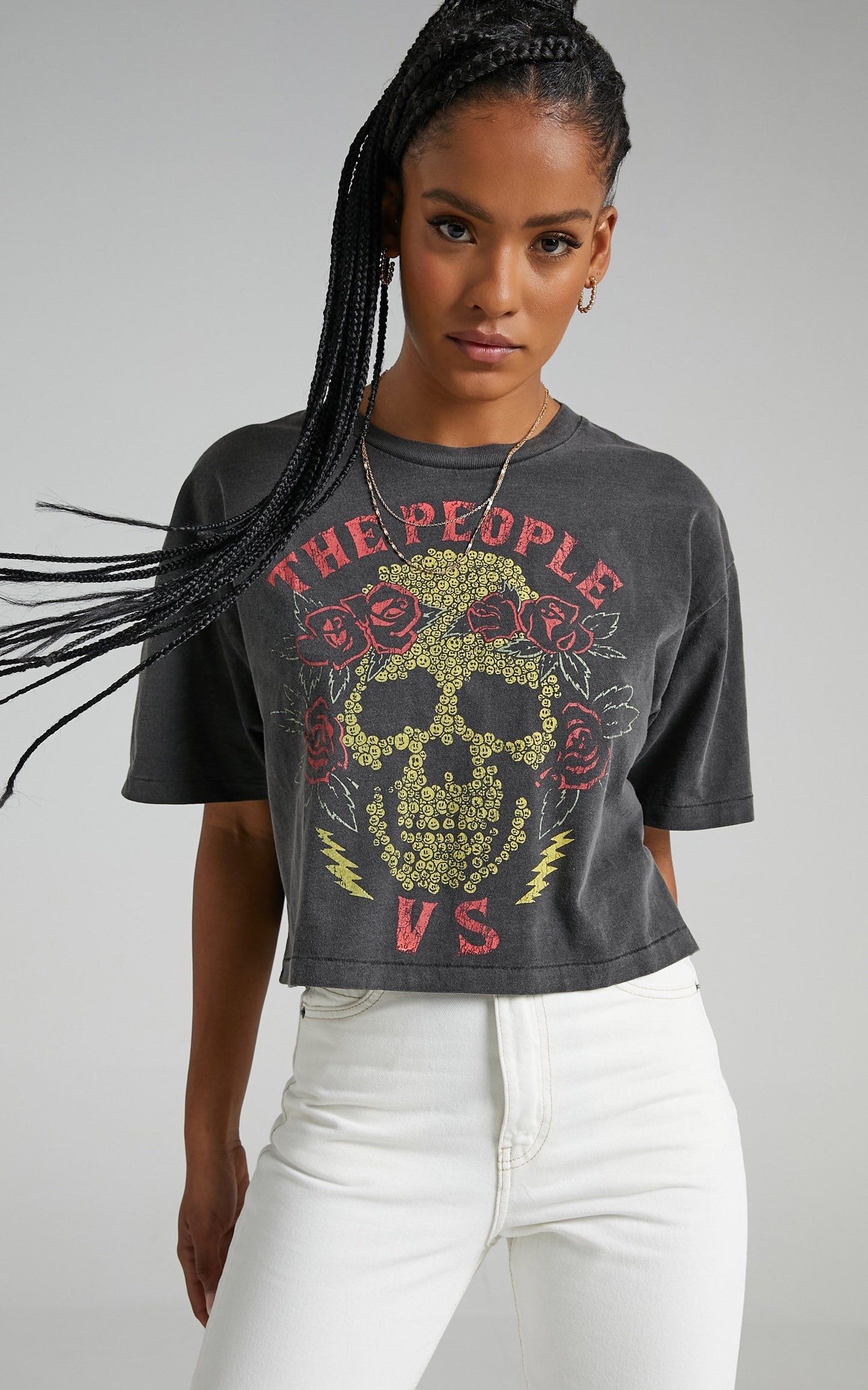 The People Vs - Dead Roses Vintage Helena Tee in Ultra Black