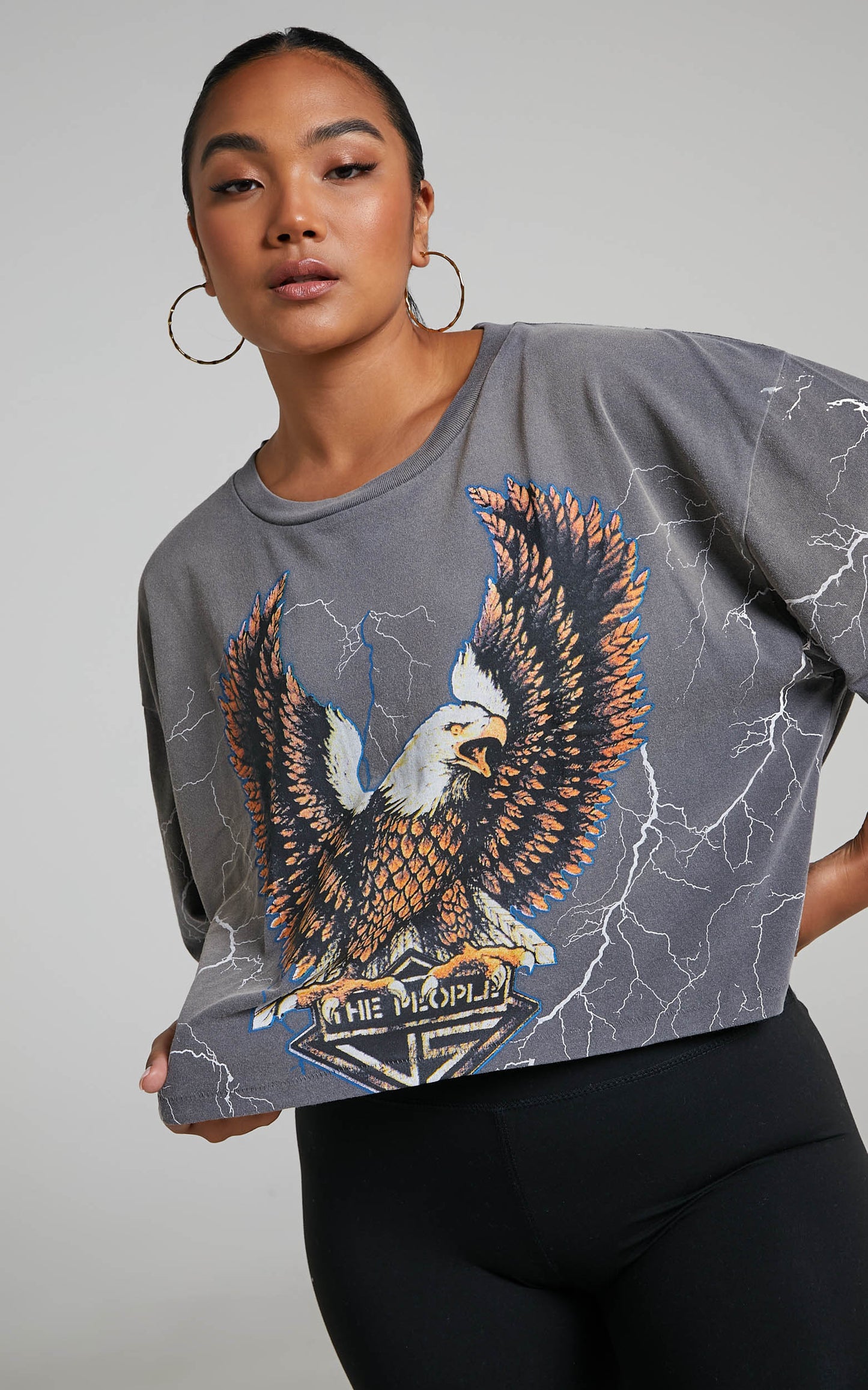 The People Vs - Eagle Storm Helena Tee in Smashed Black