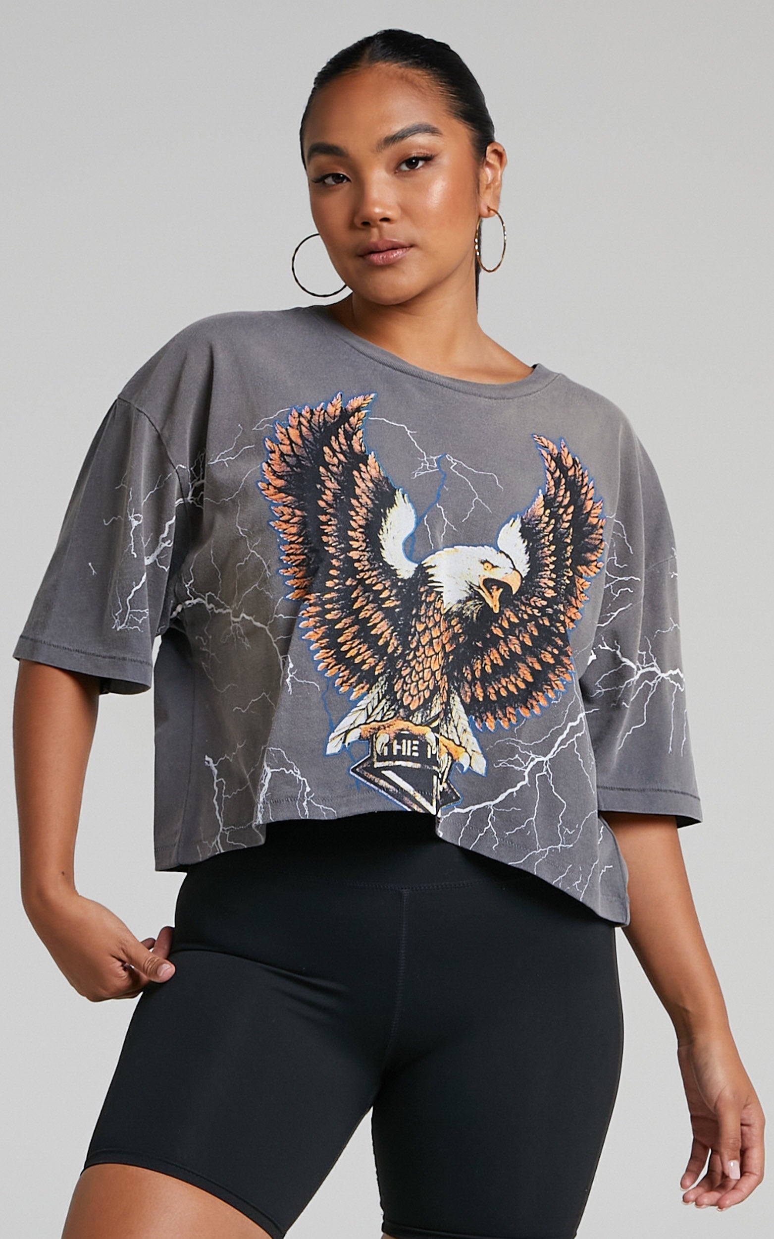 The People Vs - Eagle Storm Helena Tee in Smashed Black