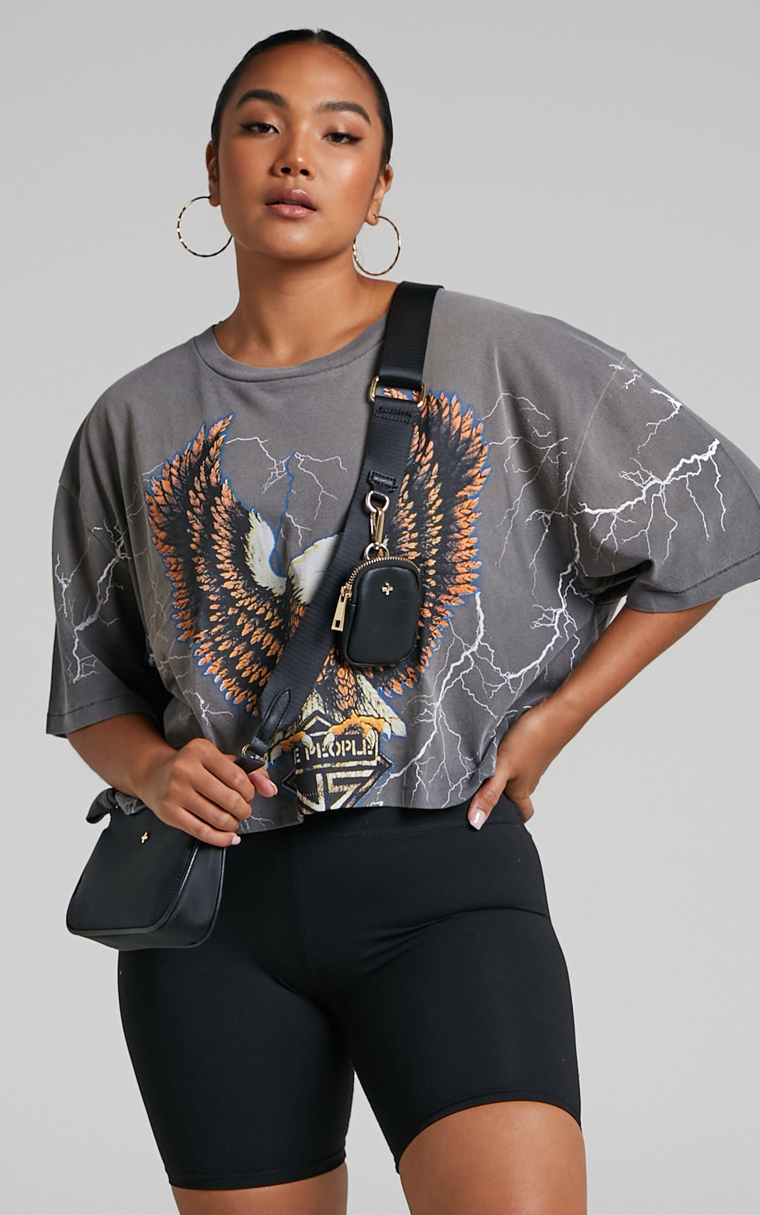 The People Vs - Eagle Storm Helena Tee in Smashed Black