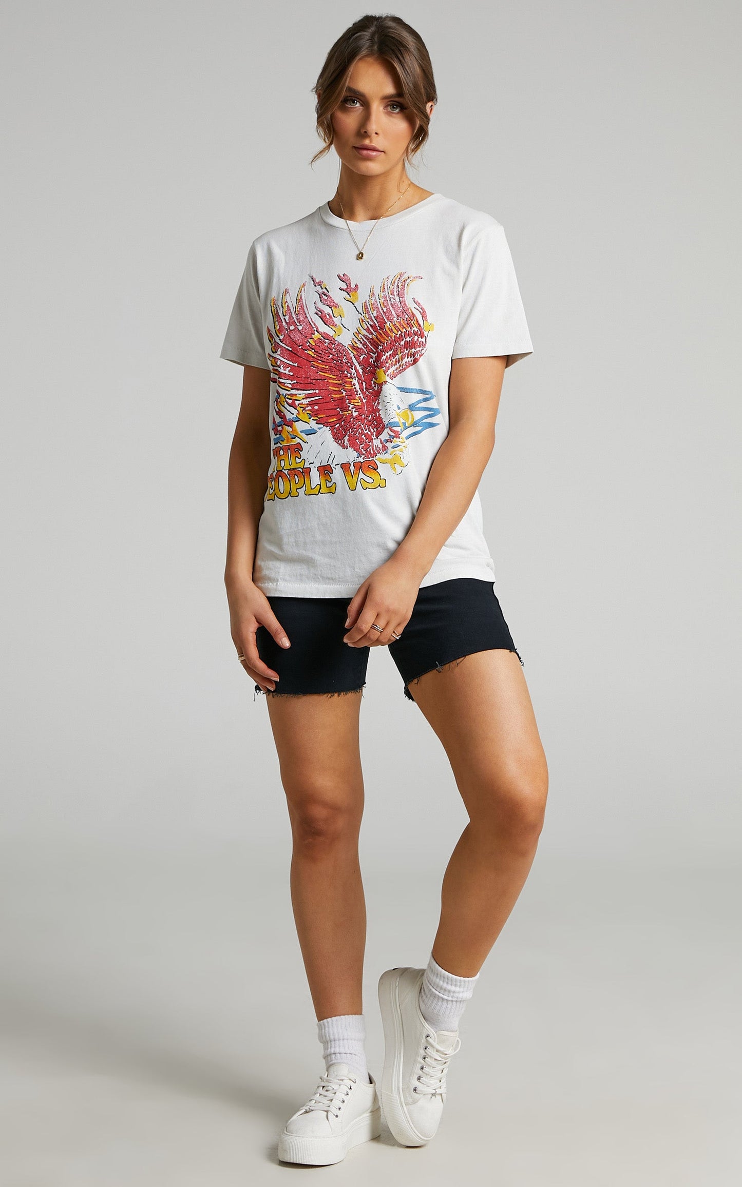 The People Vs - Flaming Rally Boyfriend Tee in Alibaster