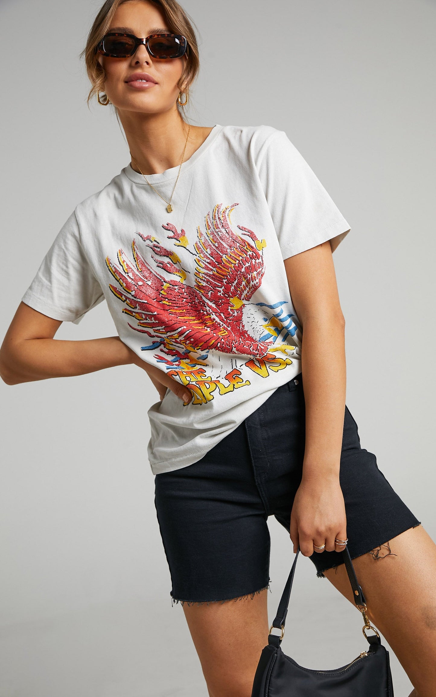 The People Vs - Flaming Rally Boyfriend Tee in Alibaster