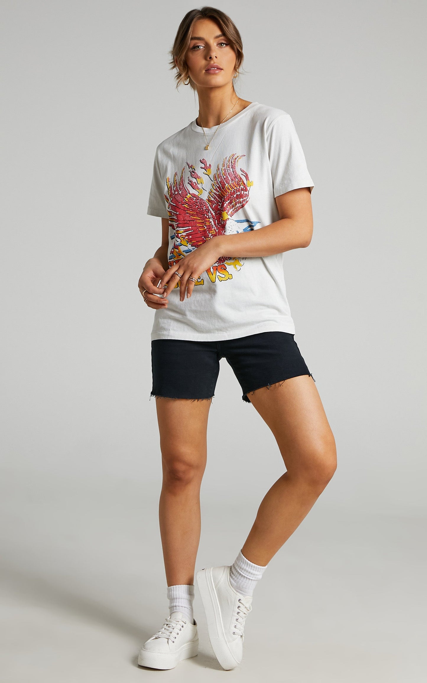 The People Vs - Flaming Rally Boyfriend Tee in Alibaster
