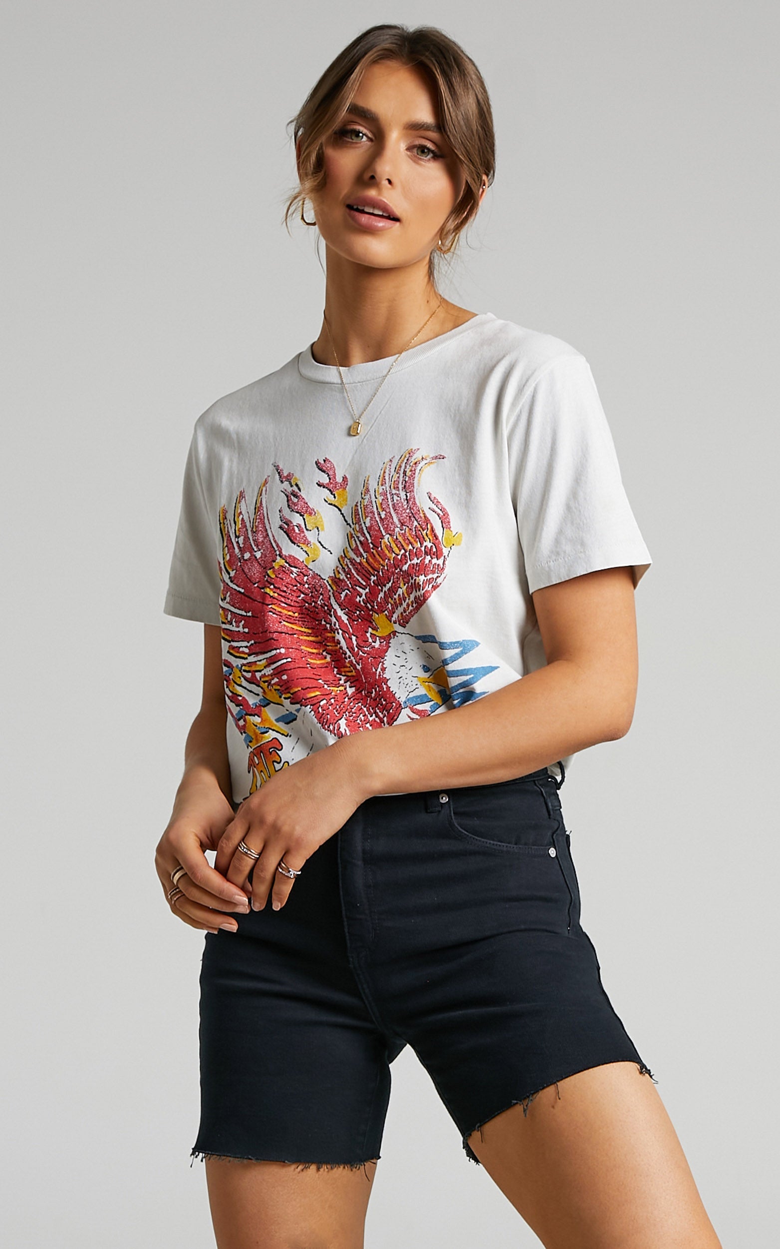 The People Vs - Flaming Rally Boyfriend Tee in Alibaster