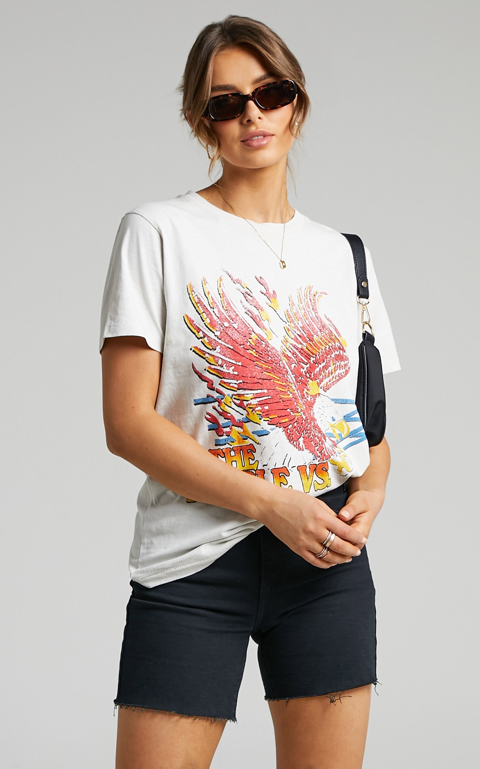 The People Vs - Flaming Rally Boyfriend Tee in Alibaster