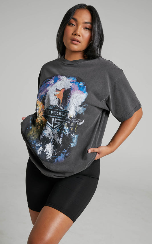 The People Vs - Hallucinate Boyfriend Tee in Vintage Black