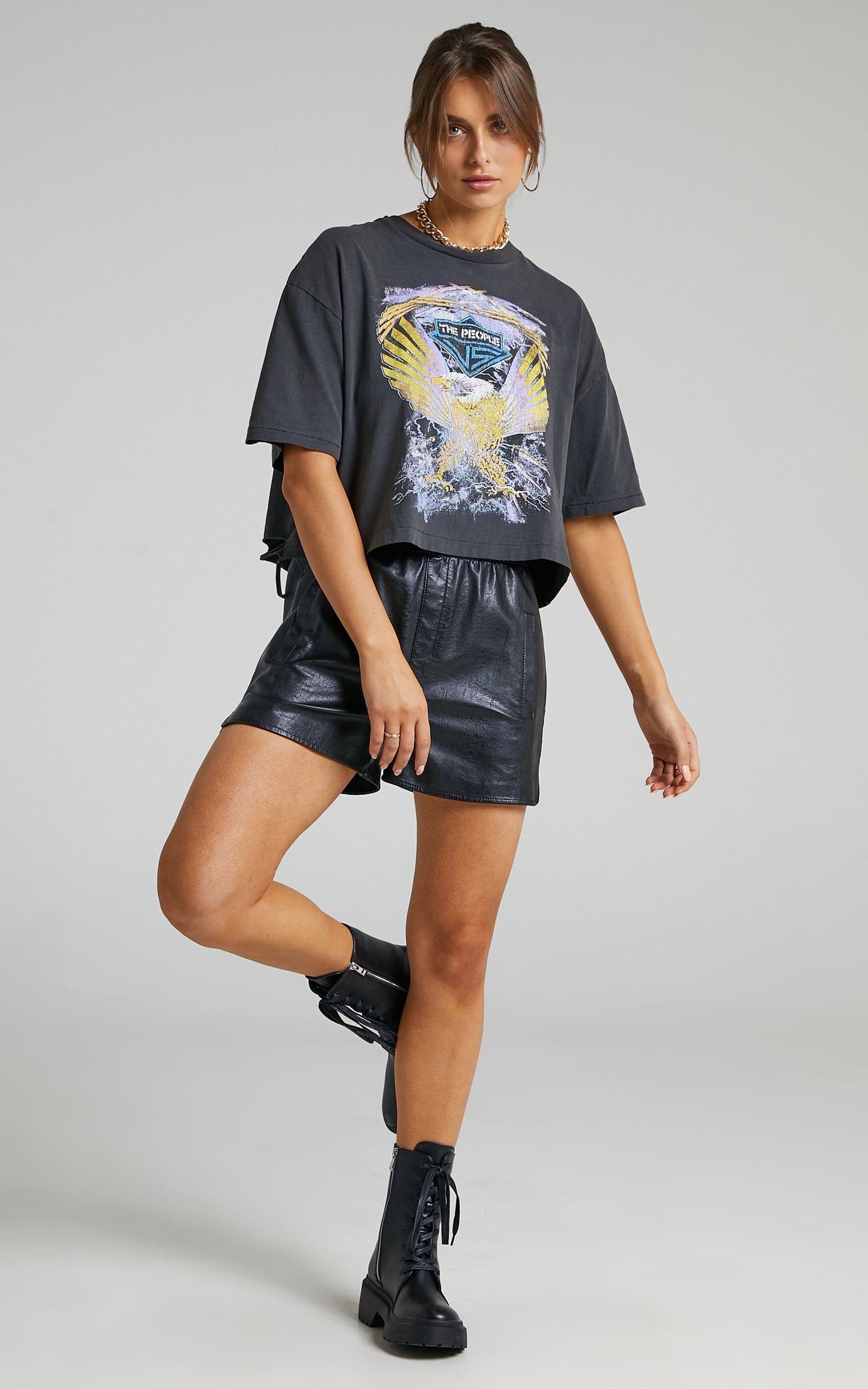 The People Vs - Lightning Eagle Helena Tee in Vintage Black