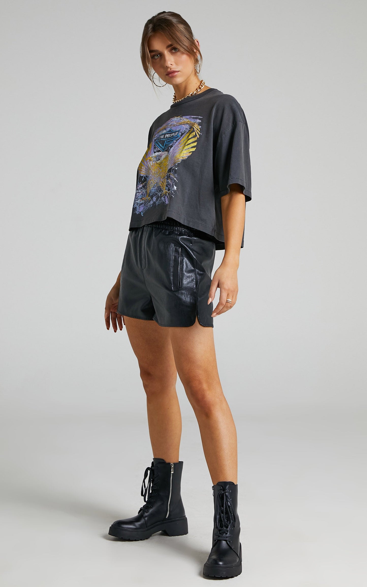 The People Vs - Lightning Eagle Helena Tee in Vintage Black