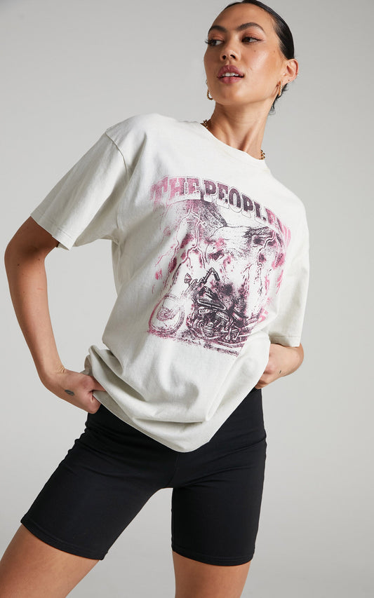 The People Vs - Ombre Eagle Boyfriend Tee in Antique White