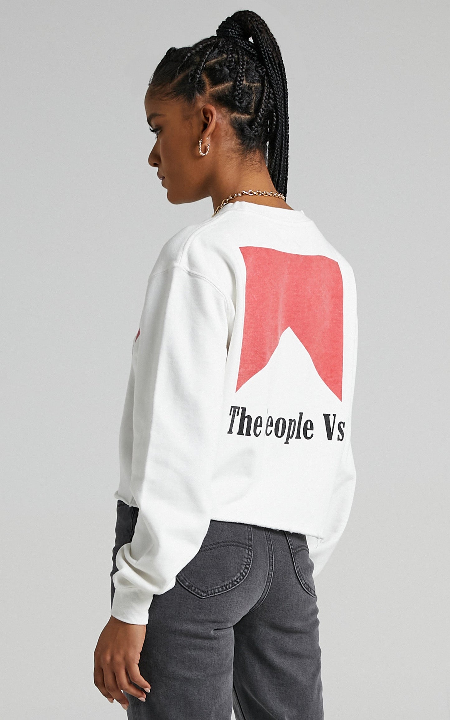 The People Vs - Smoker Cropped Crew Neck Jumper in Vintage White