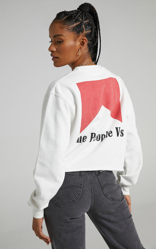 The People Vs - Smoker Cropped Crew Neck Jumper in Vintage White