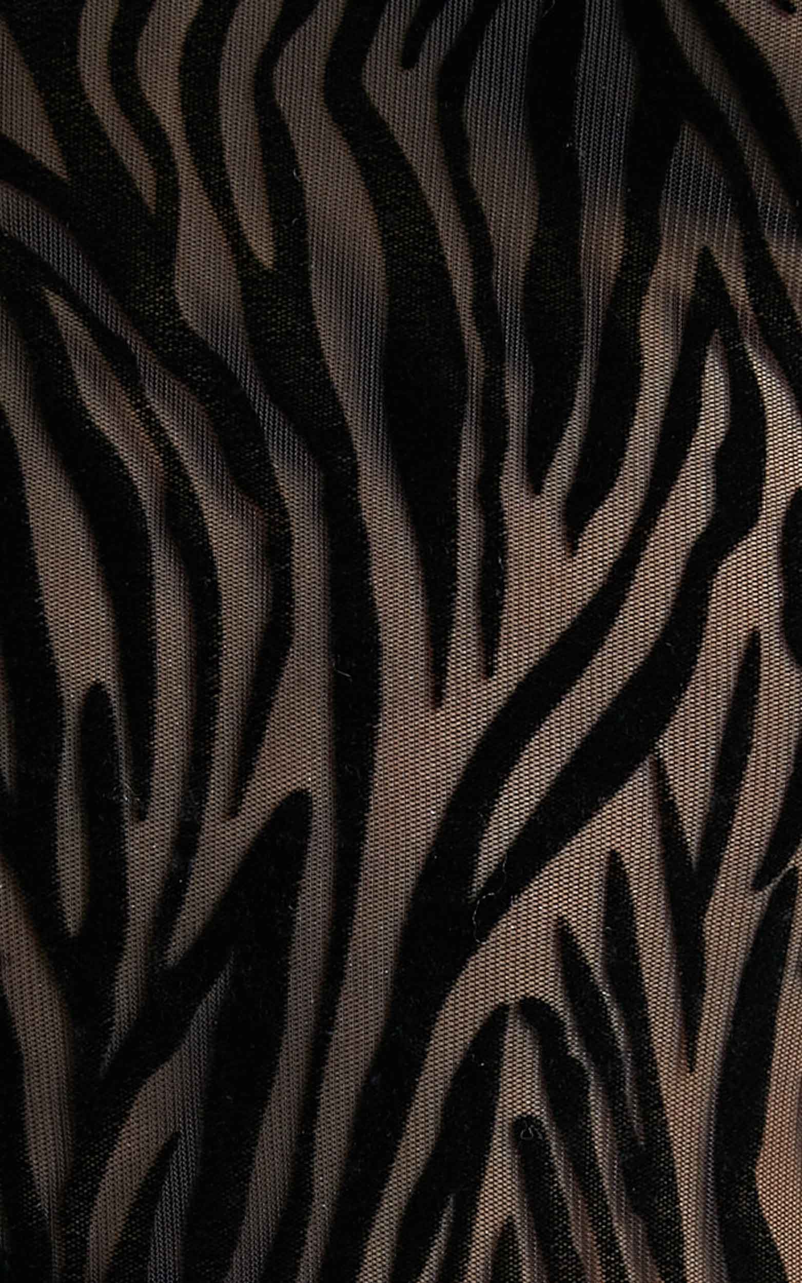 Theia Maxi Dress - Backless Mermaid Dress in Black Zebra