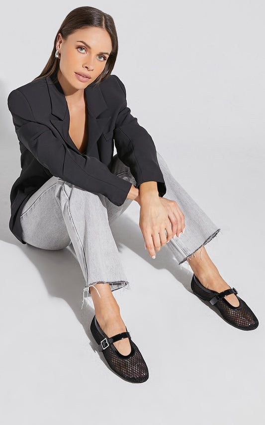 Therapy - Addie Mesh Ballet Flats in Black Patent
