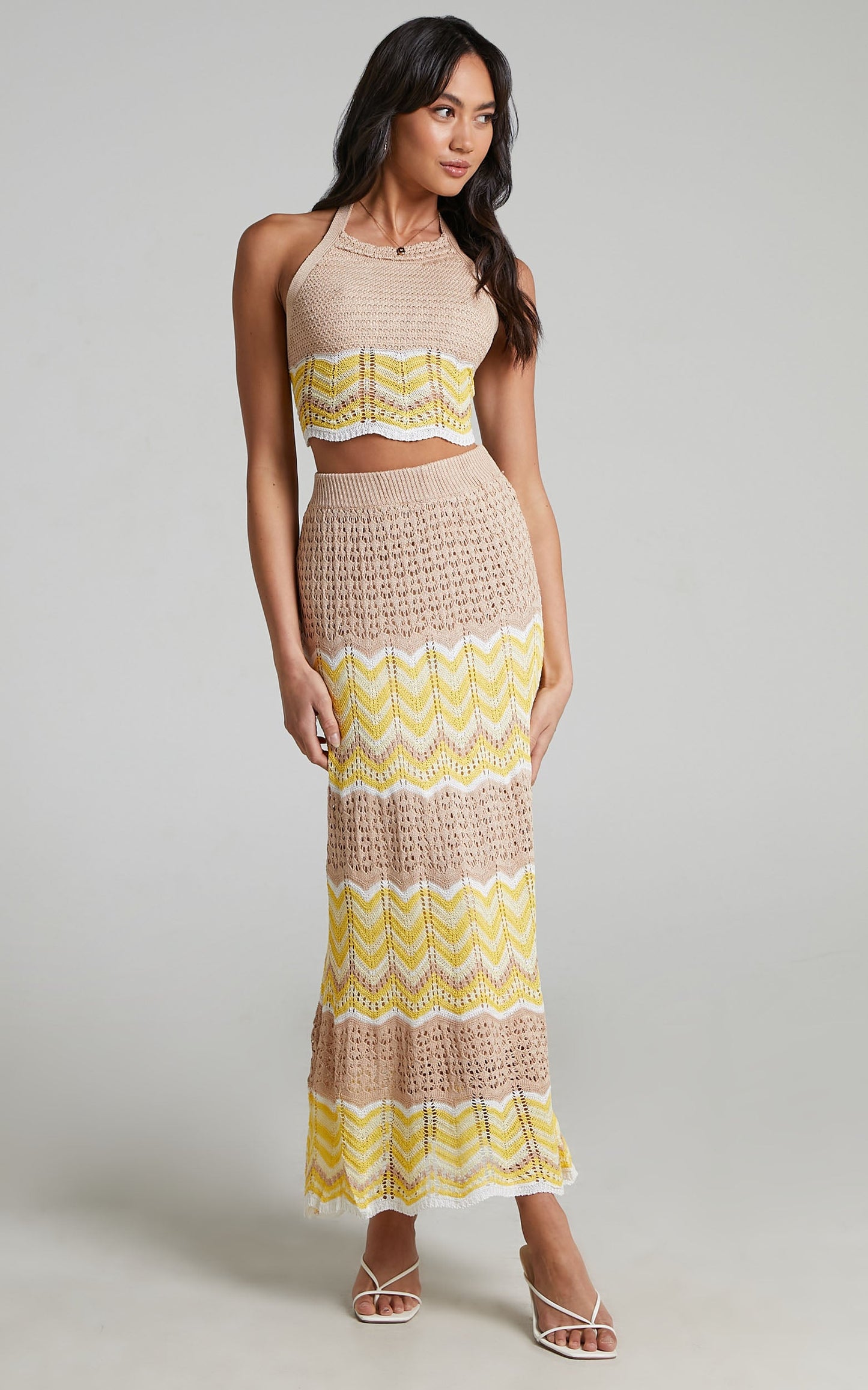 Thommy Crochet Skirt in Beige