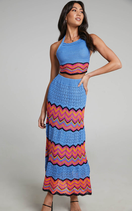 Thommy Crochet Skirt in Royal Blue