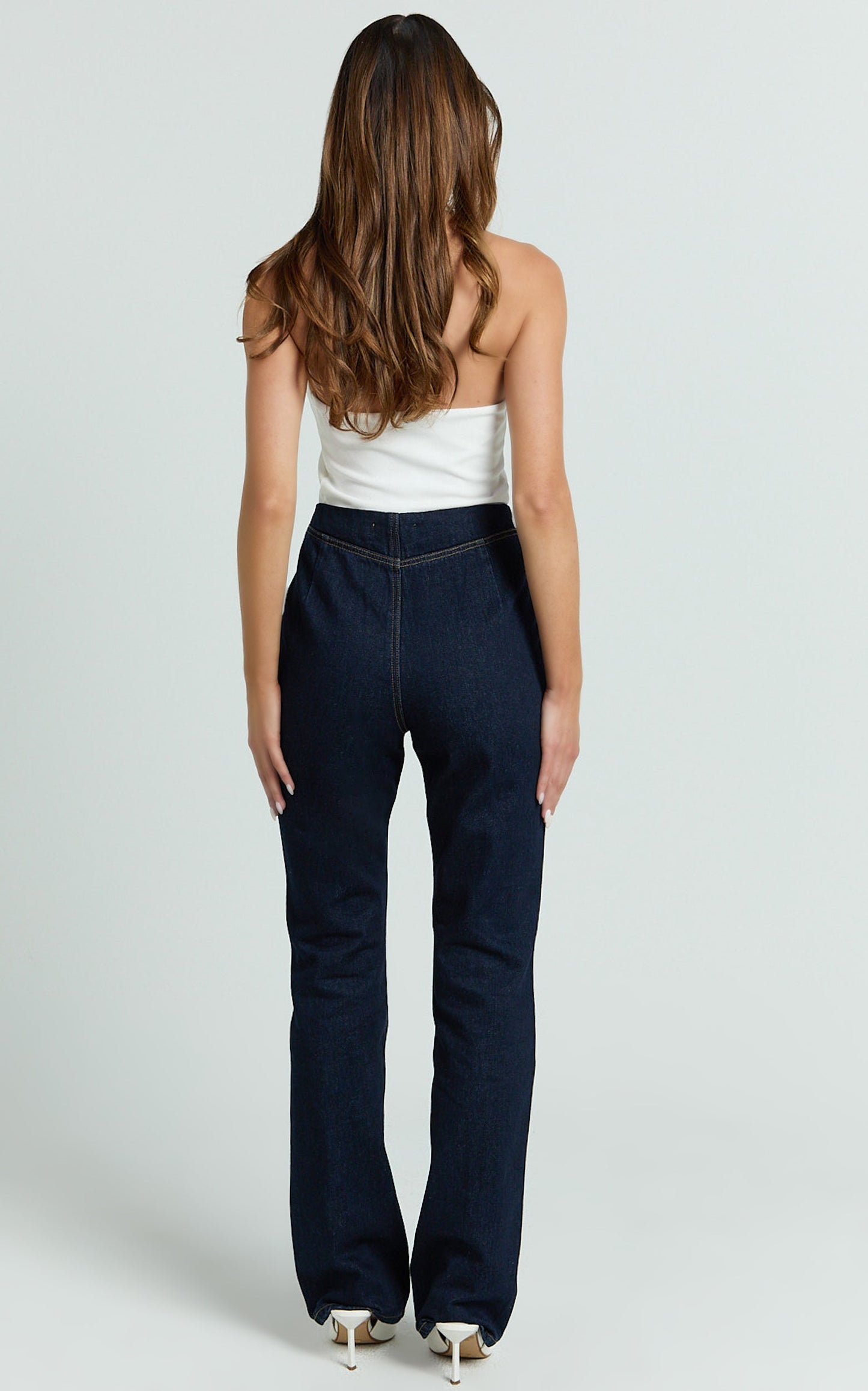 Tianna Jeans - High Waisted Fitted Straight Leg Jeans in Indigo Wash