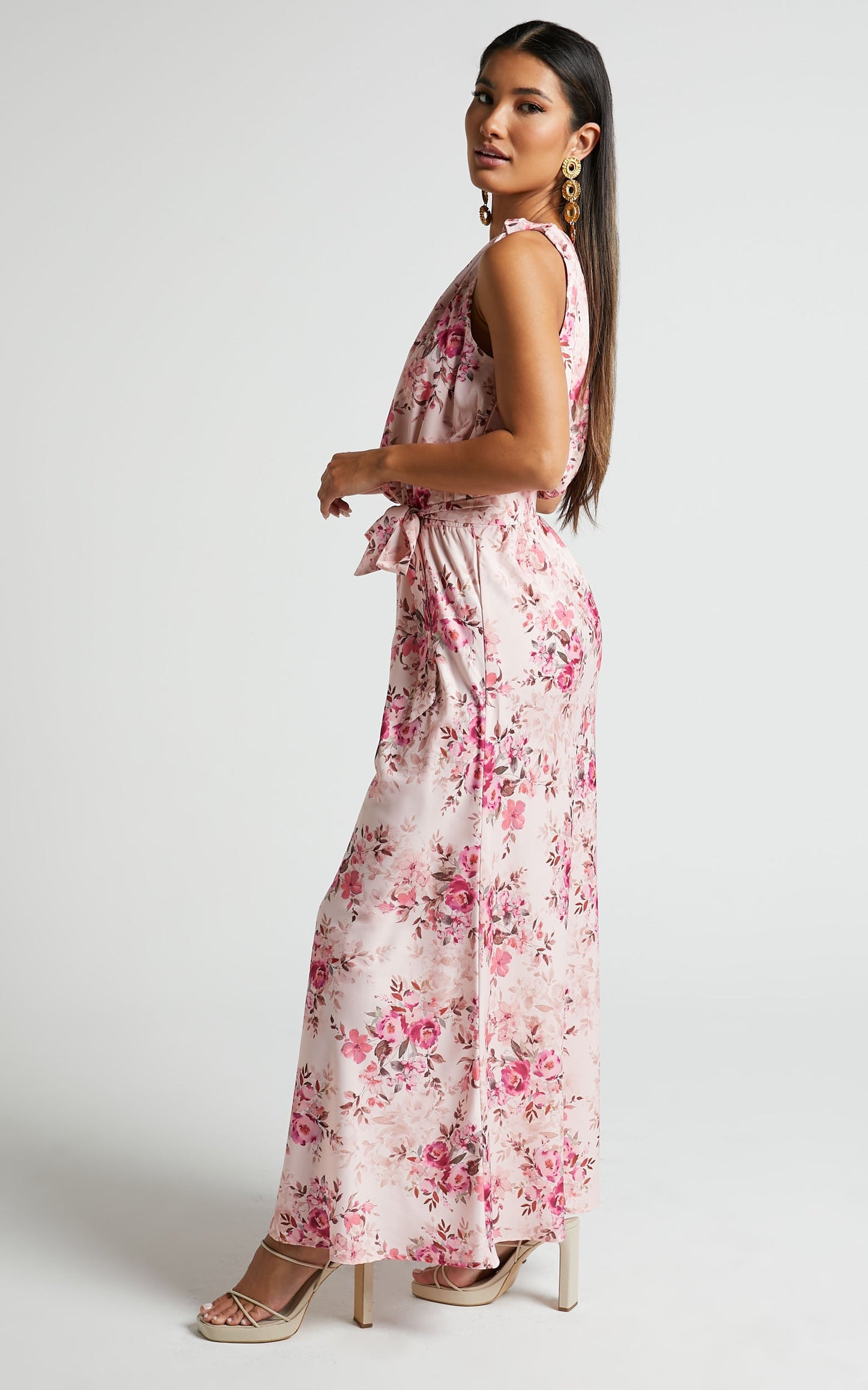 Tillie Midi Dress - Tie Knot One Shoulder Dress in Garden Floral