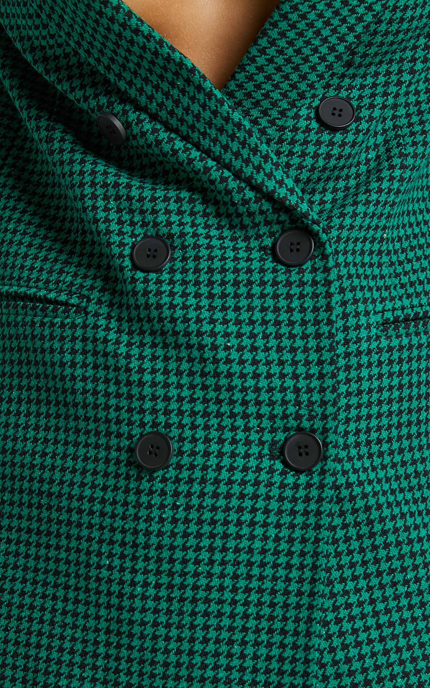 Toula Blazer - Longline Double Breasted Blazer in Green & Black