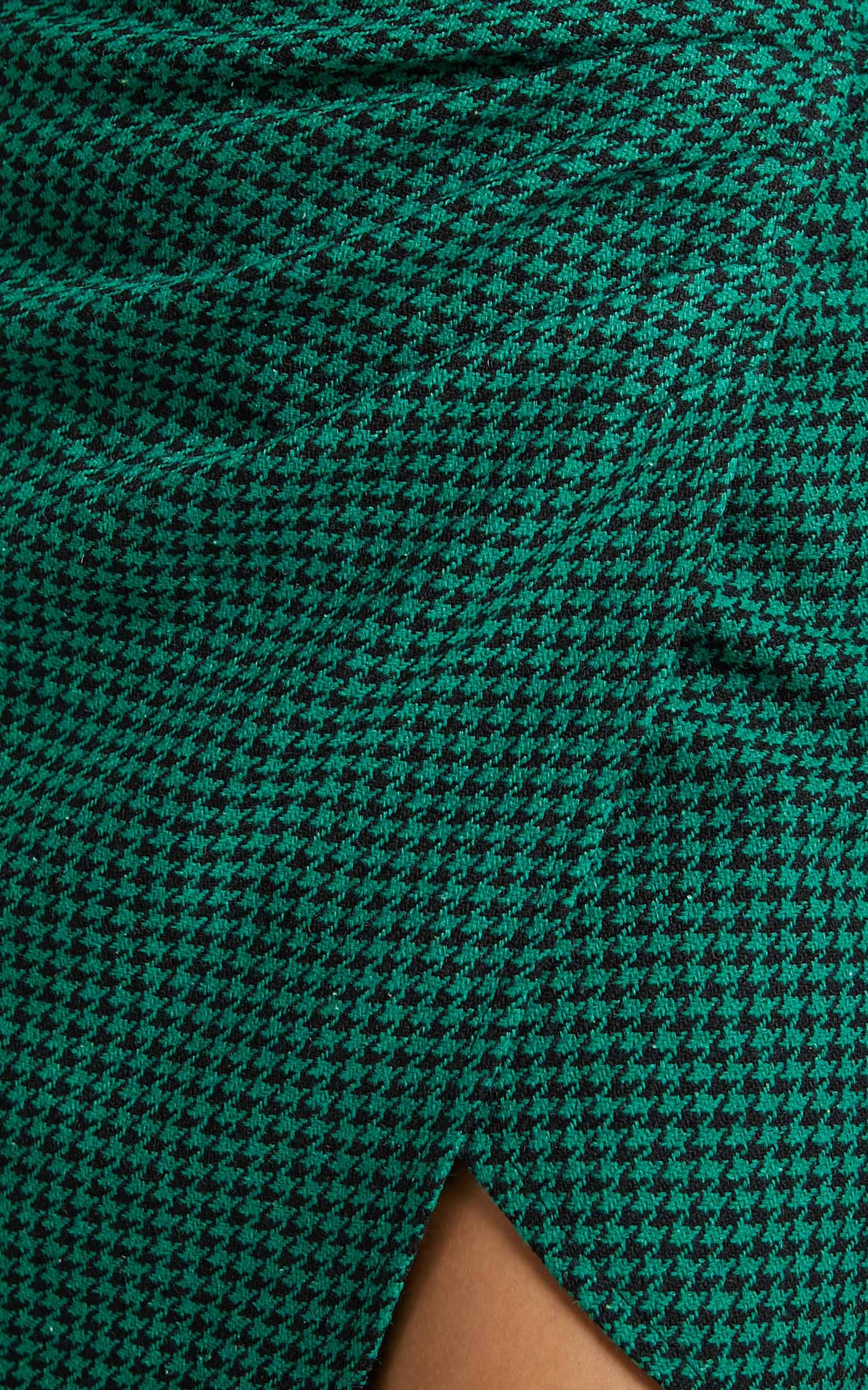 Toula Mini Skirt - Thigh Split High Waisted Skirt in Green and Black