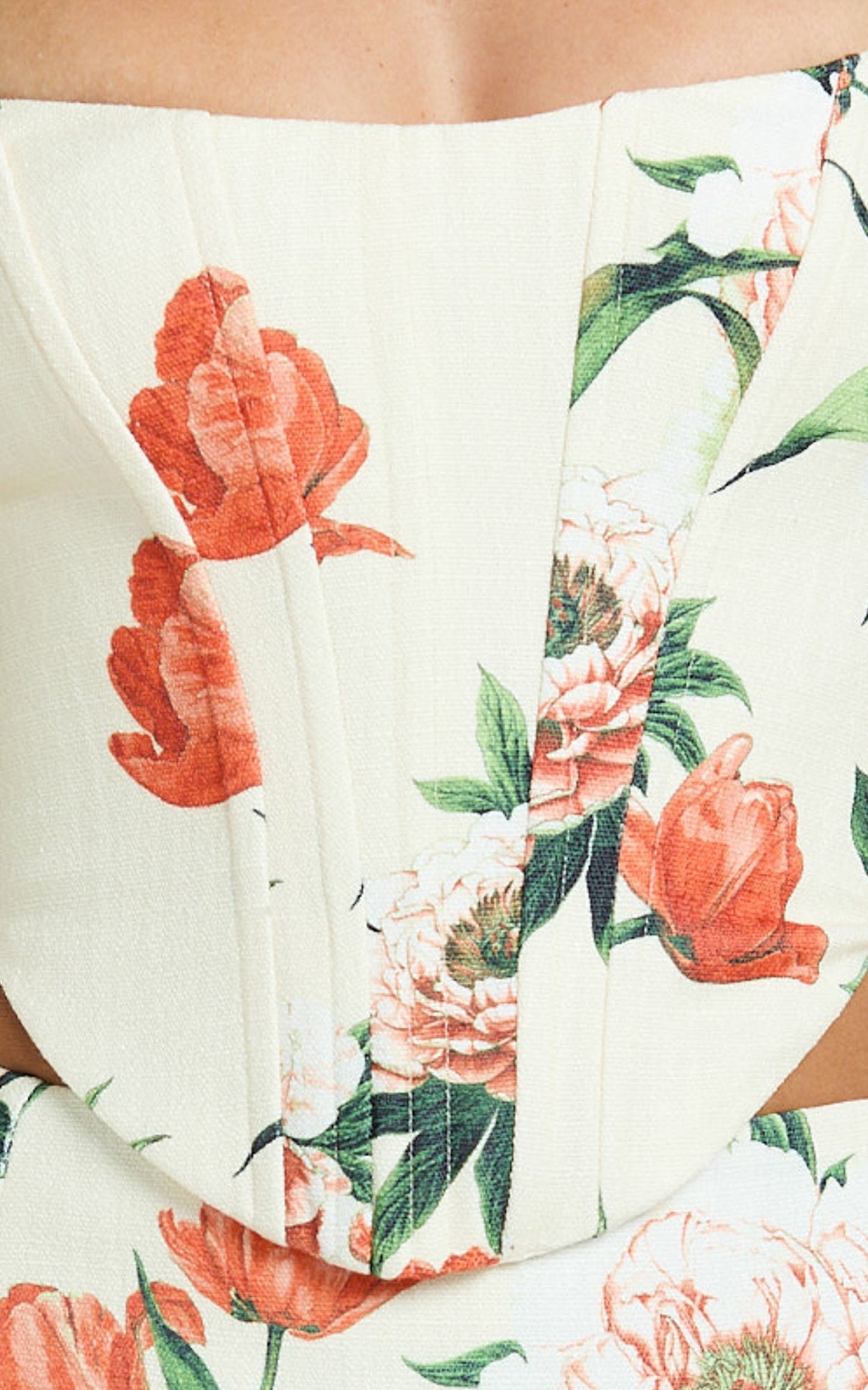 Tracey Top - Paneled Front Lace Back Corset Top in Rustic Floral