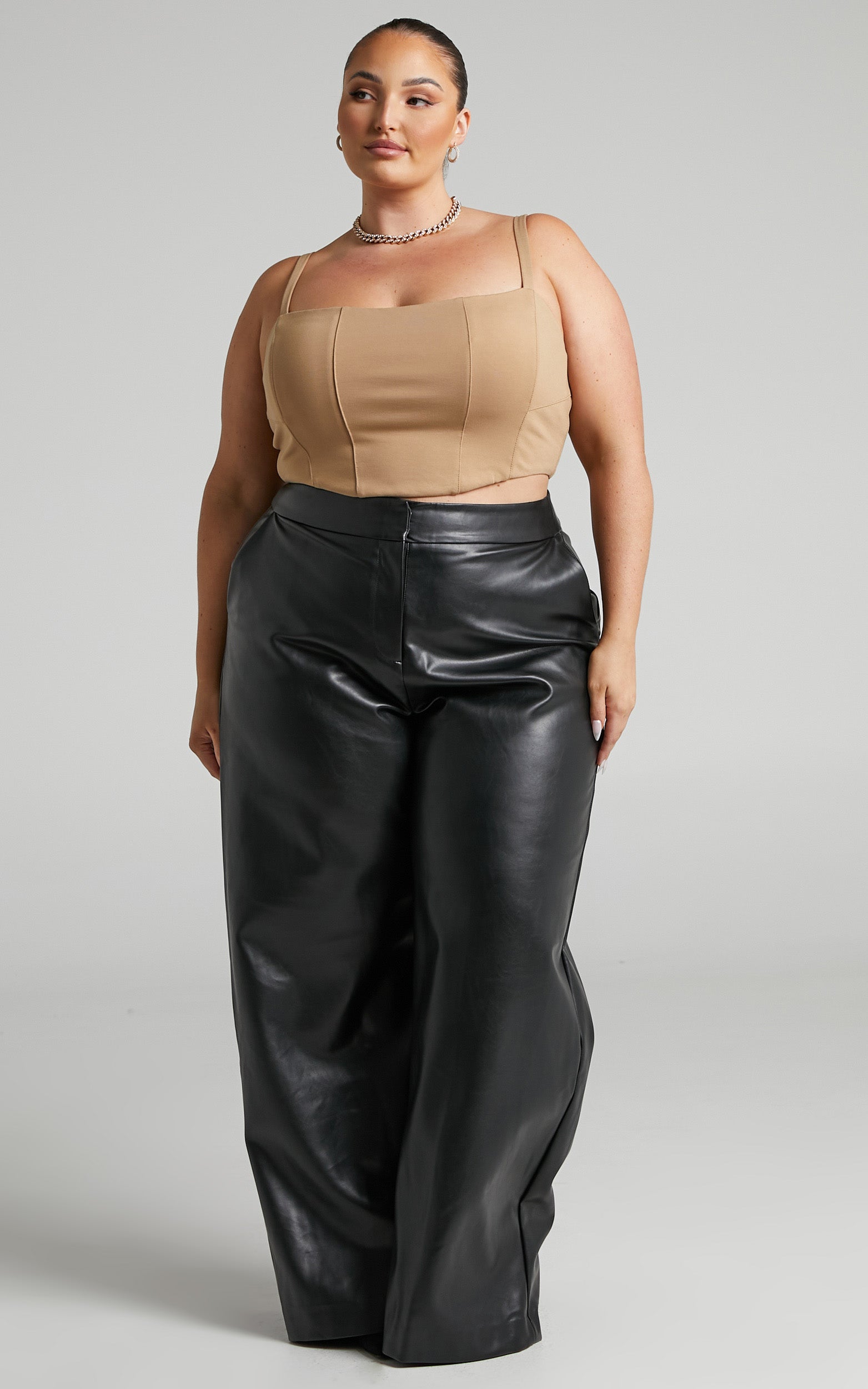 Travis Cami - Panelled Crop Cami in Stone