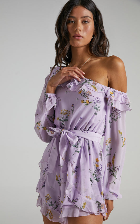 Treasure Trail Playsuit in Lavender Botanical Floral