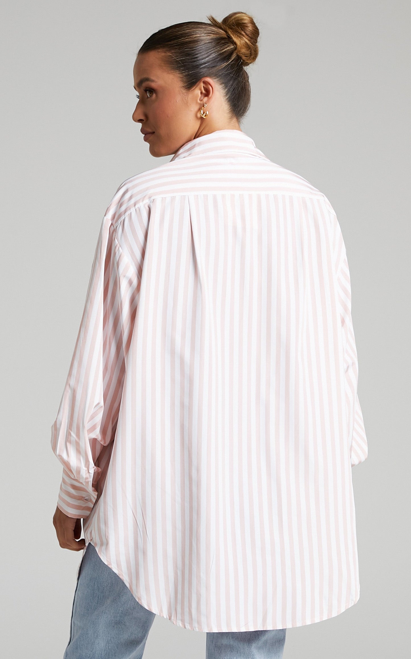 Trinity Oversized Stripe Shirt in Beige