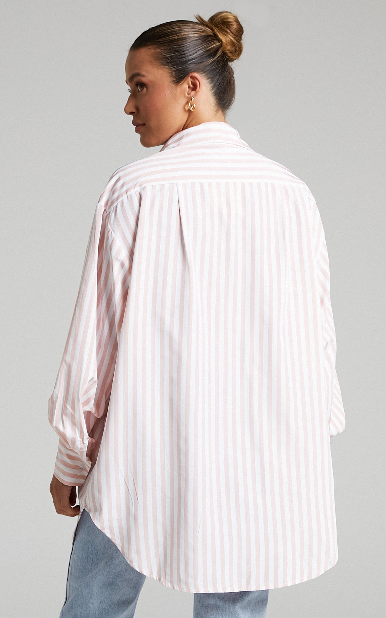 Trinity Oversized Stripe Shirt in Beige