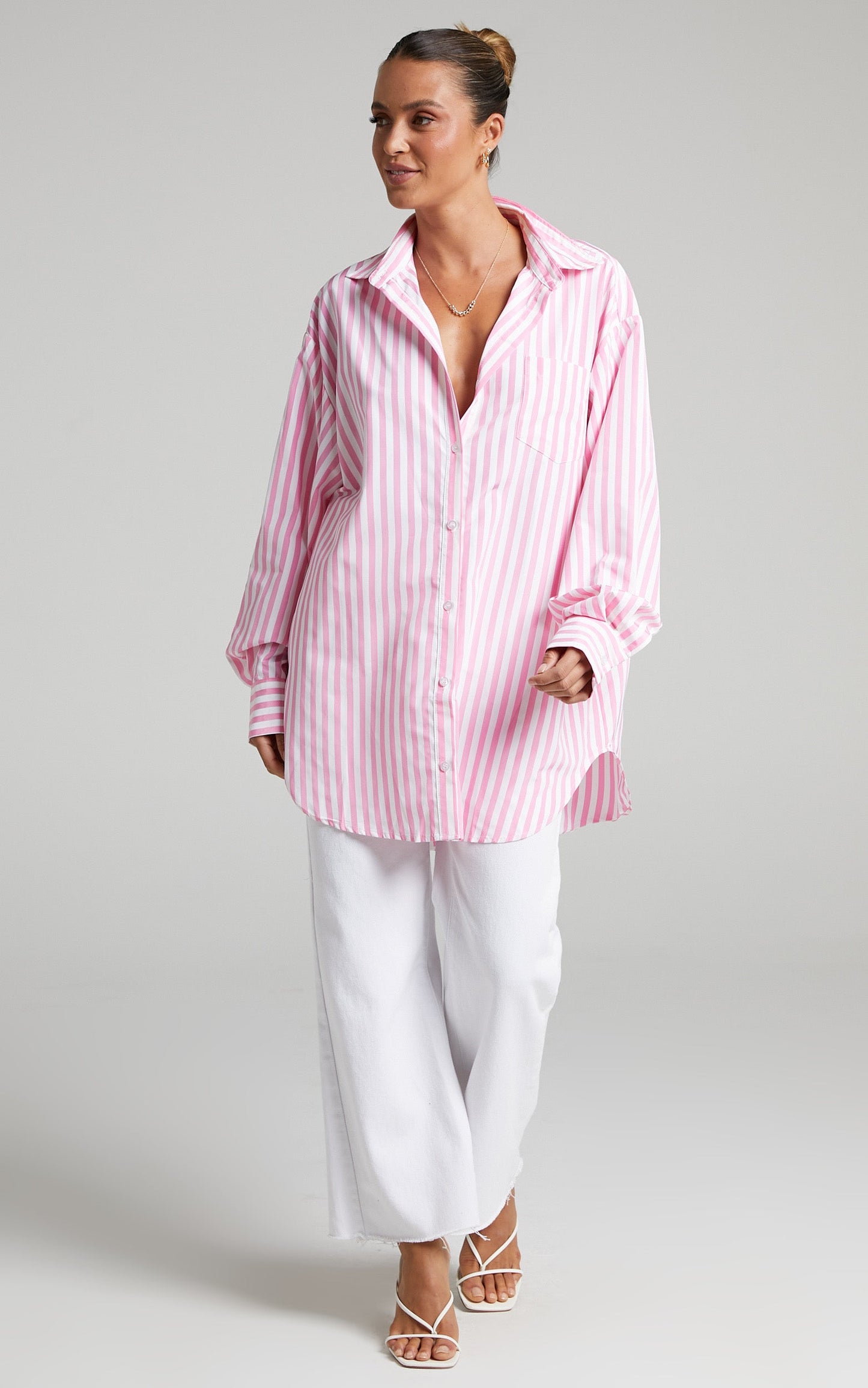 Trinity Oversized Stripe Shirt in Pink
