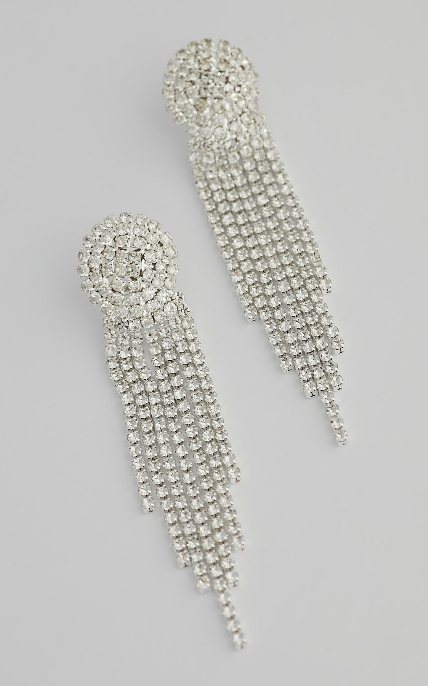 Trinny Drop Earrings in Silver Diamante