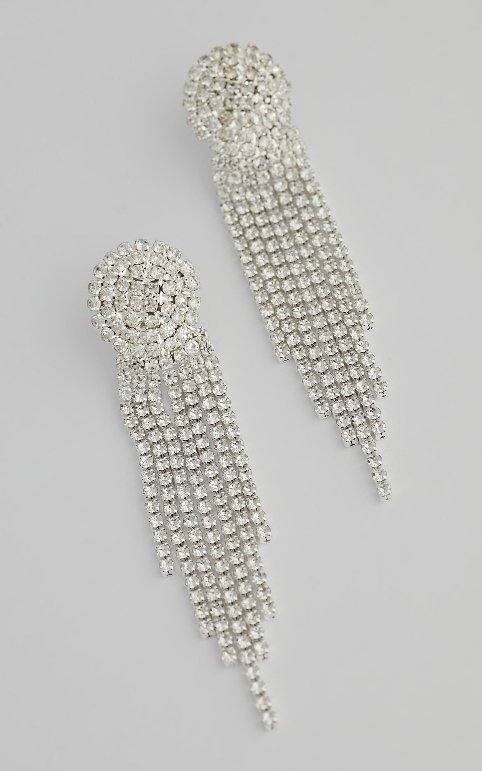 Trinny Drop Earrings in Silver Diamante