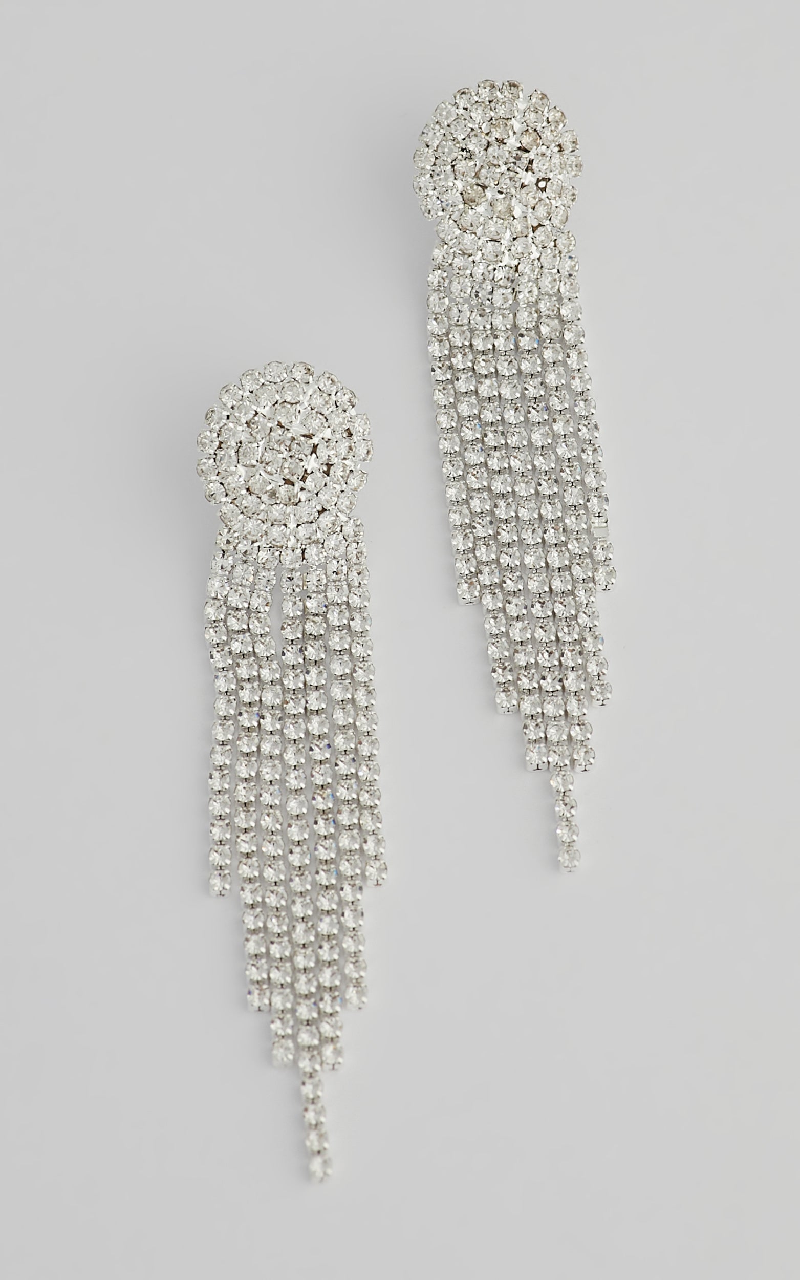 Trinny Drop Earrings in Silver Diamante