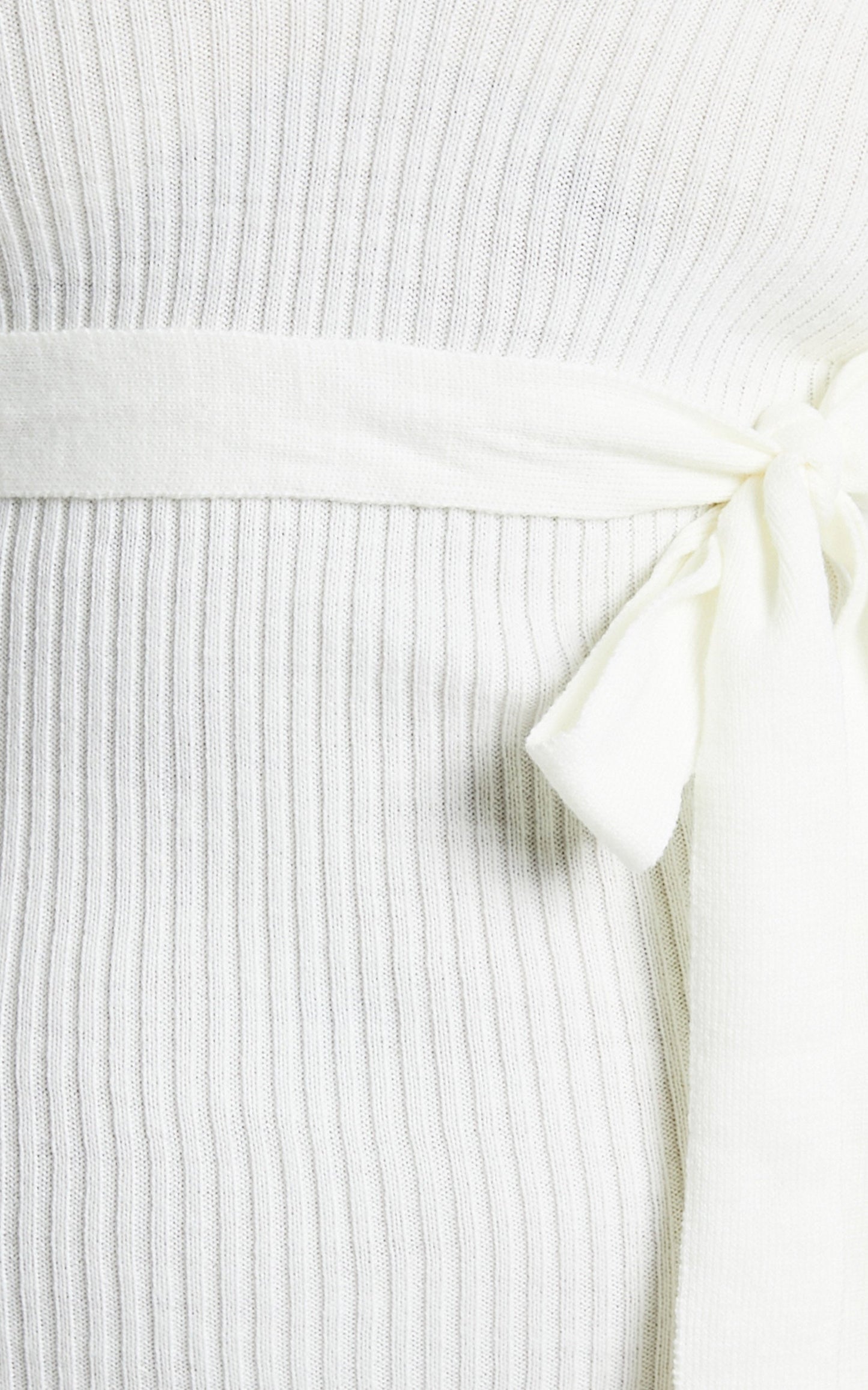 Turin Belted Rib Knit Midi Dress in Off White