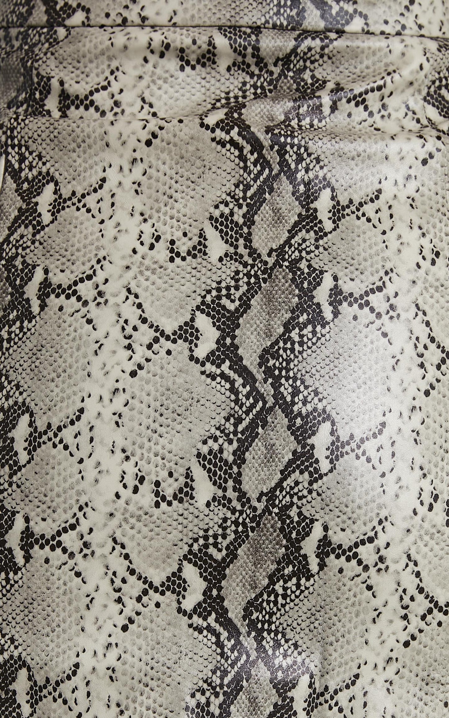 Tyanne Mini Skirt - Faux Leather Zip Front Snake Print Skirt in Nude Snake