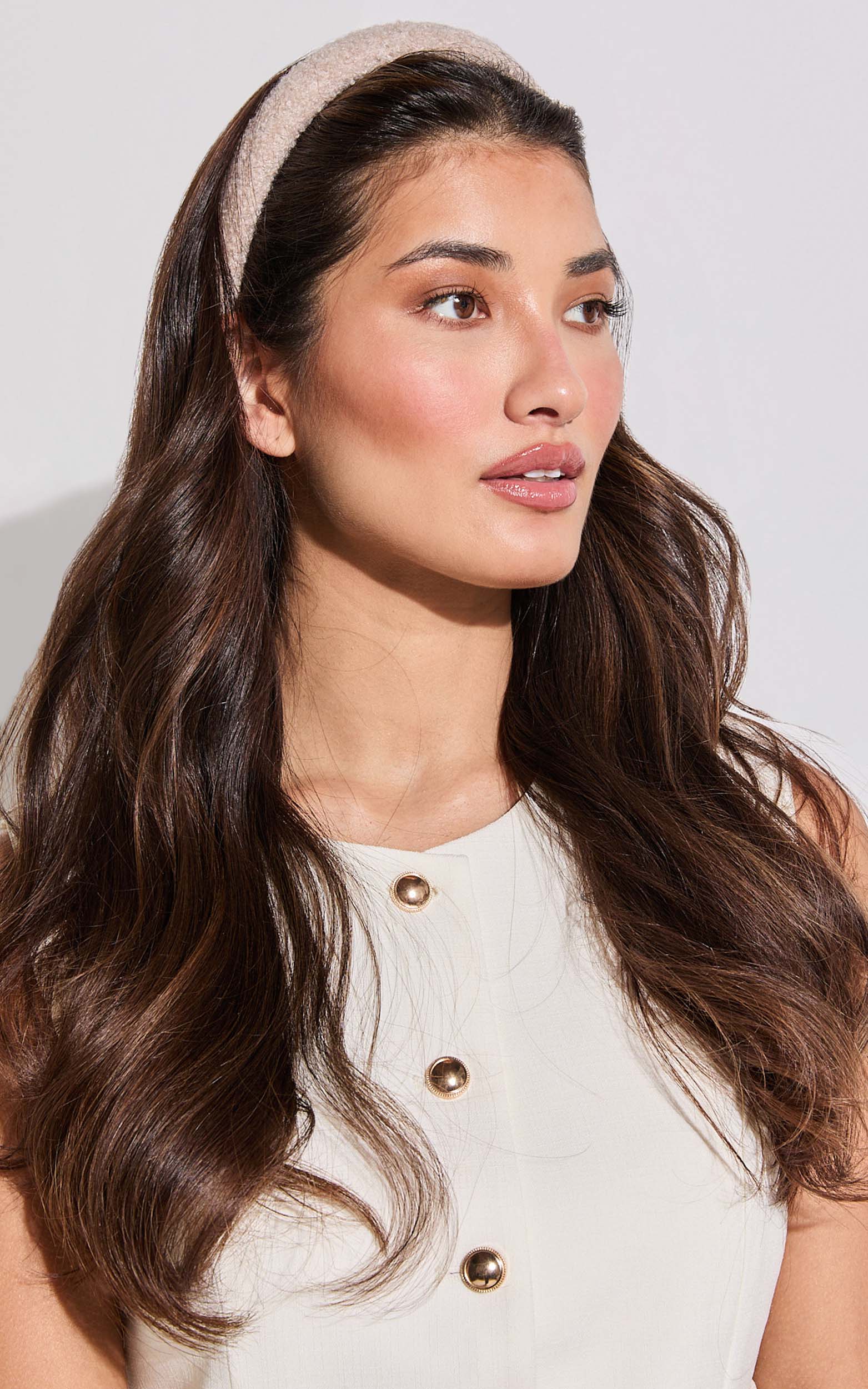 Uma Headband - Boucle Rounded Headband in Stone