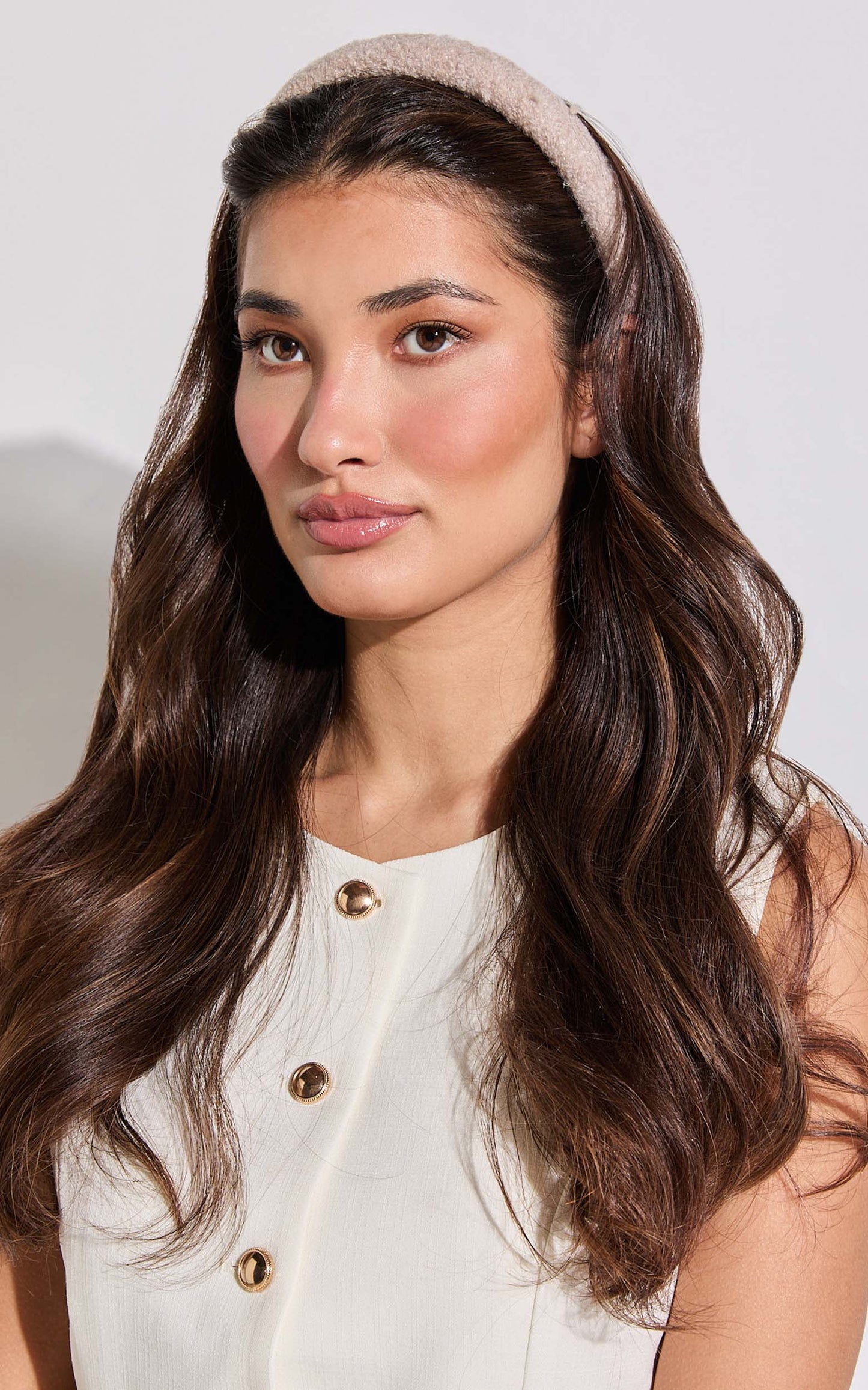 Uma Headband - Boucle Rounded Headband in Stone