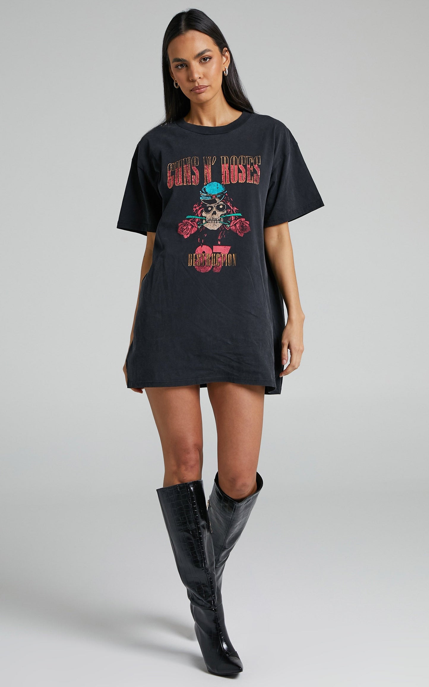 Universal Music - Guns N' Roses Tee Dress in Washed Black