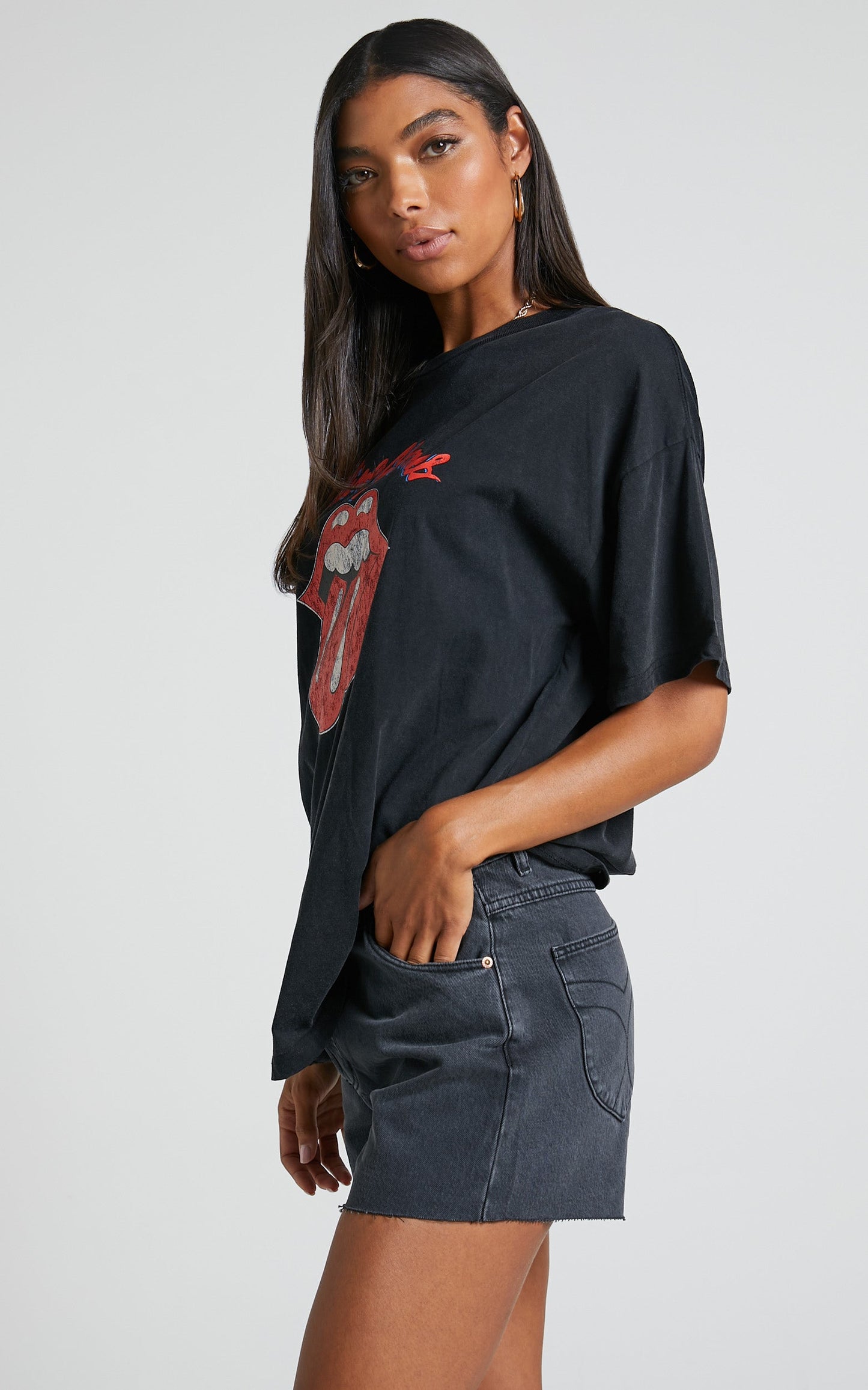 Universal Music - Rolling Stones Tee in Washed Black