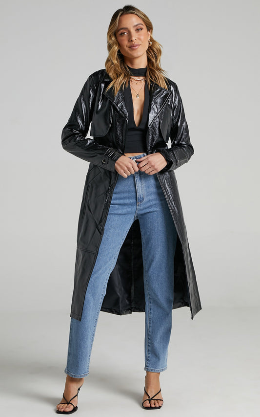 Unsolved Mystery Trench Coat in Black