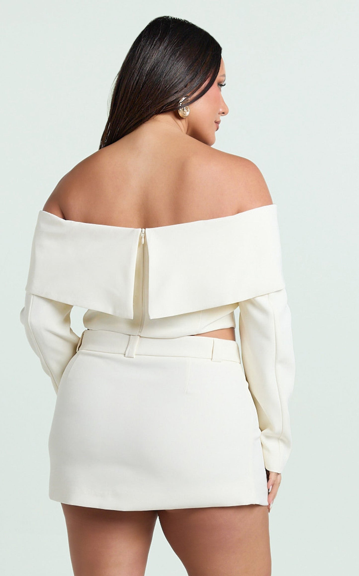Ursula Mini Skirt - Structured Tailored Skirt in Cream