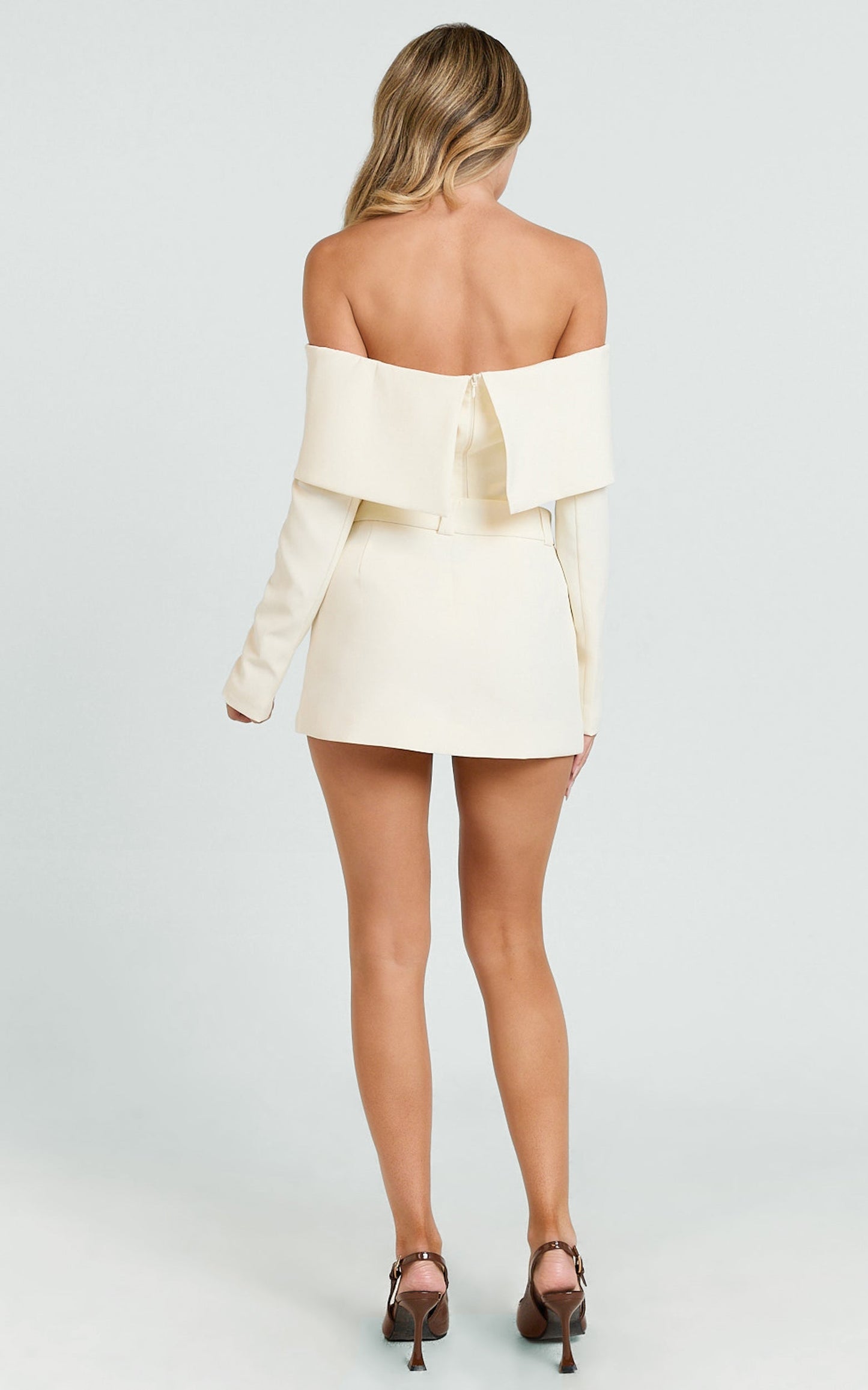 Ursula Mini Skirt - Structured Tailored Skirt in Cream