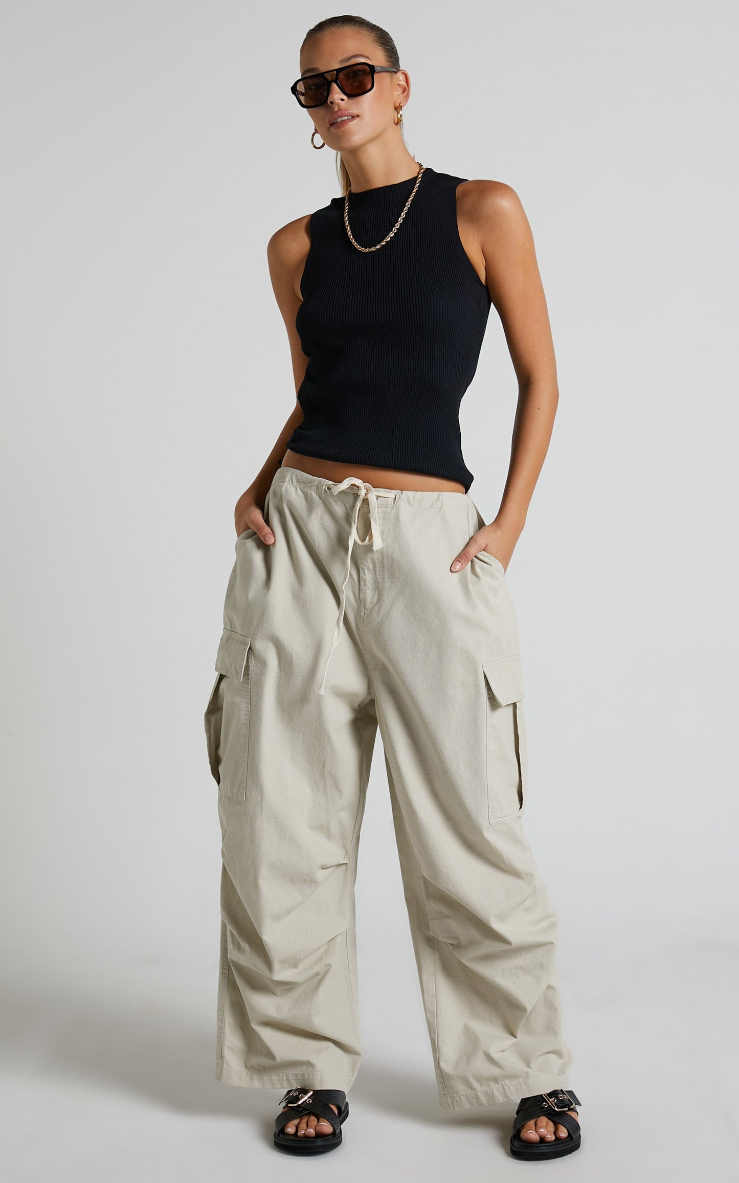 Lioness - Low Rise Utility Pant in Stone