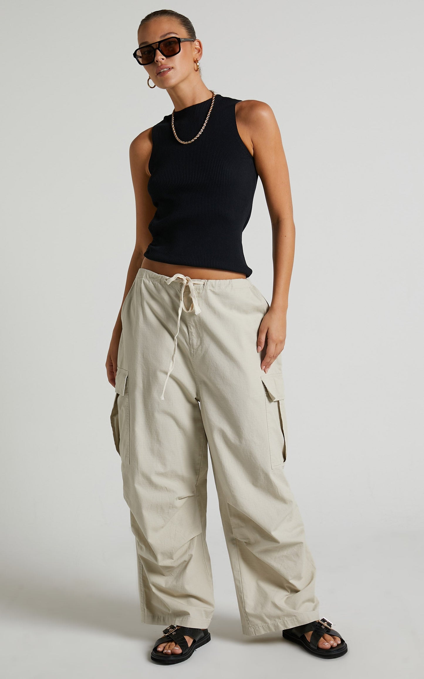 Lioness - Low Rise Utility Pant in Stone