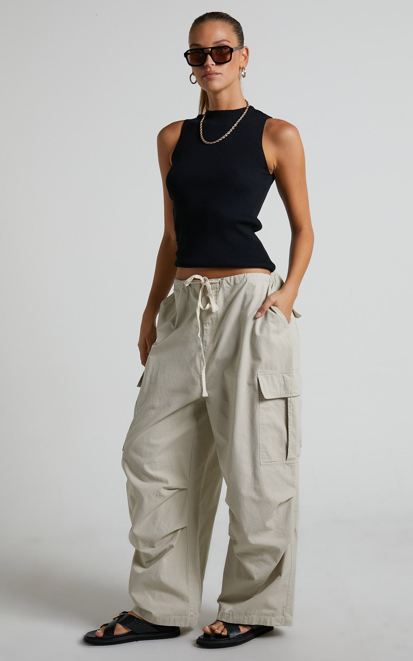 Lioness - Low Rise Utility Pant in Stone