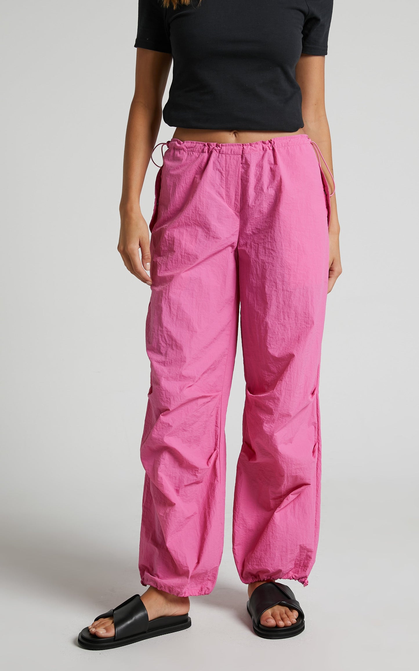 Utility Pants - Low Rise Parachute Pants in Candy Pink