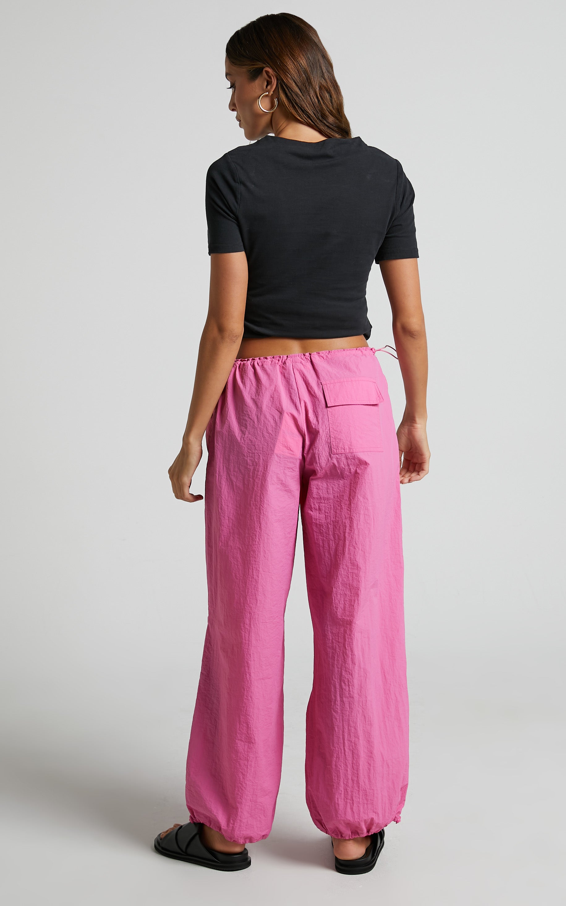 Utility Pants - Low Rise Parachute Pants in Candy Pink