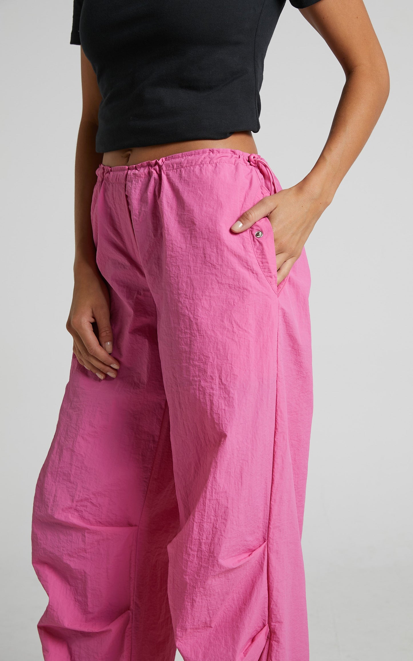 Utility Pants - Low Rise Parachute Pants in Candy Pink